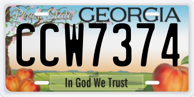 GA license plate CCW7374