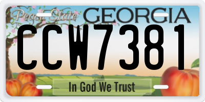 GA license plate CCW7381