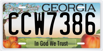GA license plate CCW7386