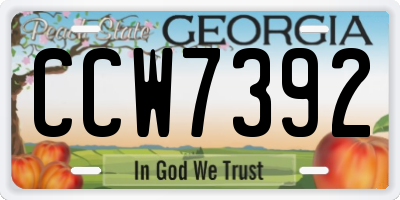 GA license plate CCW7392