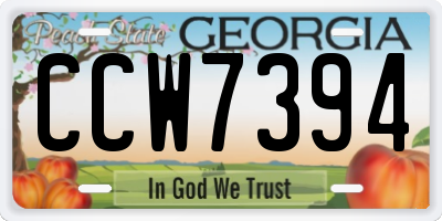 GA license plate CCW7394