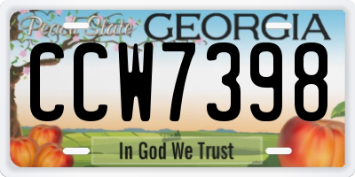 GA license plate CCW7398