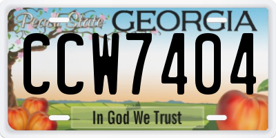 GA license plate CCW7404