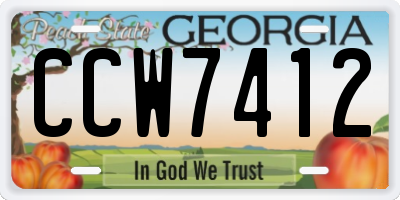 GA license plate CCW7412