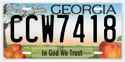 GA license plate CCW7418