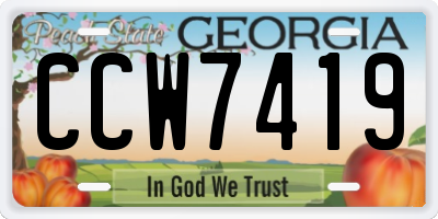 GA license plate CCW7419