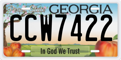 GA license plate CCW7422