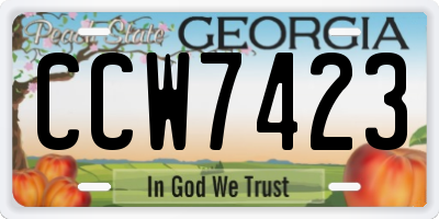 GA license plate CCW7423
