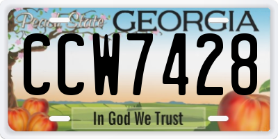 GA license plate CCW7428