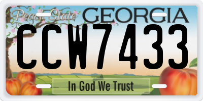 GA license plate CCW7433