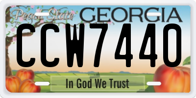 GA license plate CCW7440