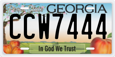 GA license plate CCW7444