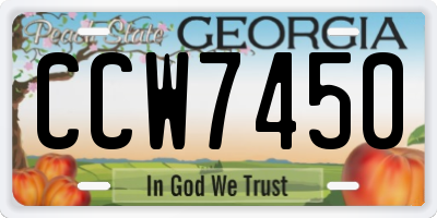 GA license plate CCW7450