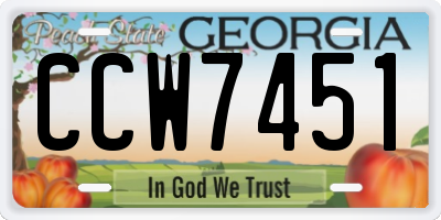 GA license plate CCW7451