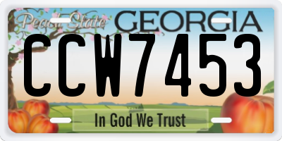 GA license plate CCW7453