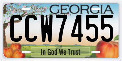GA license plate CCW7455