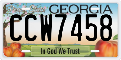 GA license plate CCW7458