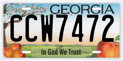 GA license plate CCW7472