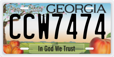 GA license plate CCW7474