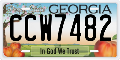 GA license plate CCW7482