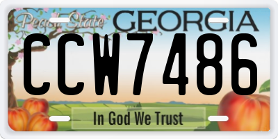 GA license plate CCW7486