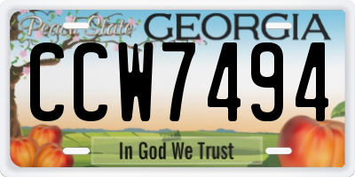 GA license plate CCW7494