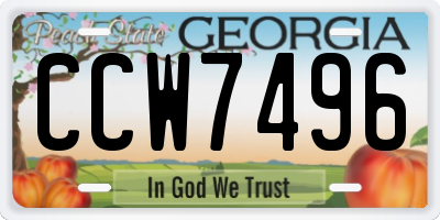 GA license plate CCW7496