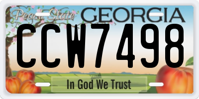 GA license plate CCW7498
