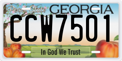 GA license plate CCW7501