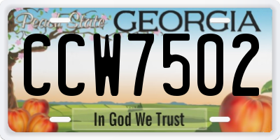 GA license plate CCW7502