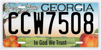 GA license plate CCW7508