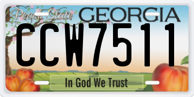 GA license plate CCW7511