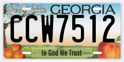 GA license plate CCW7512