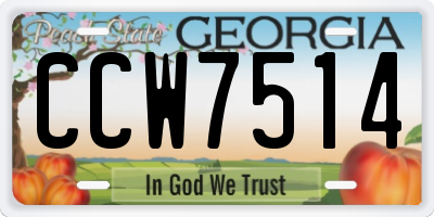GA license plate CCW7514
