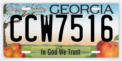 GA license plate CCW7516