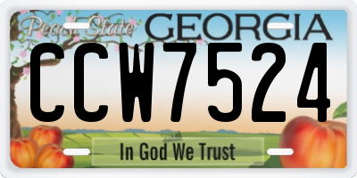 GA license plate CCW7524
