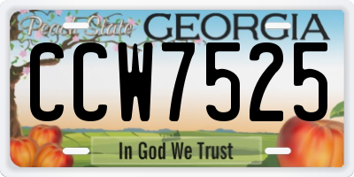 GA license plate CCW7525