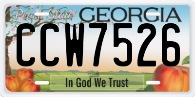 GA license plate CCW7526