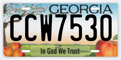 GA license plate CCW7530