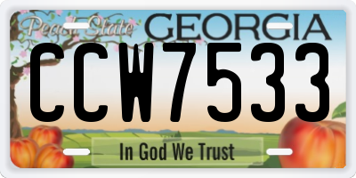 GA license plate CCW7533
