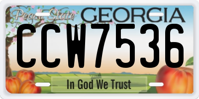 GA license plate CCW7536