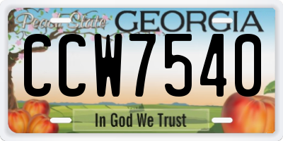 GA license plate CCW7540