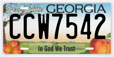 GA license plate CCW7542