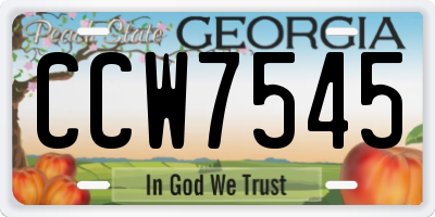 GA license plate CCW7545
