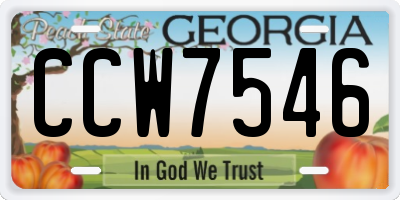 GA license plate CCW7546
