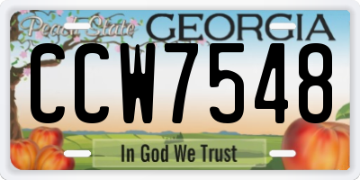 GA license plate CCW7548