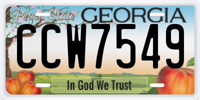 GA license plate CCW7549