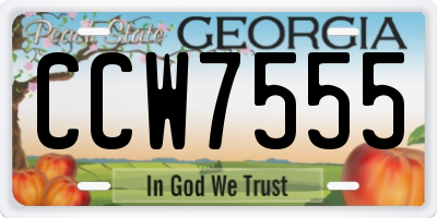 GA license plate CCW7555