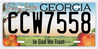 GA license plate CCW7558