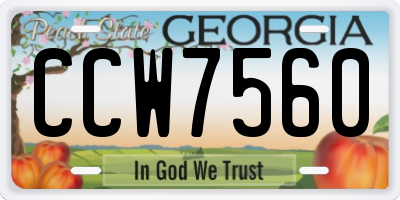 GA license plate CCW7560